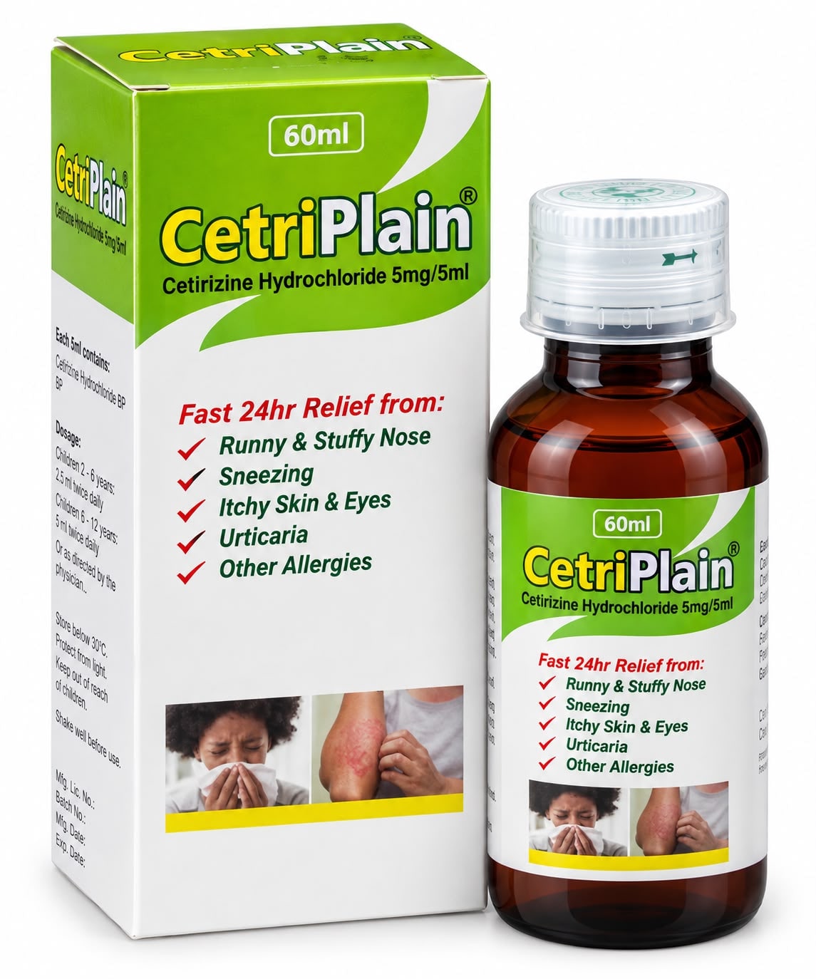CetriPlain syrup (Cetirizine 5mg/5ml) 60ml