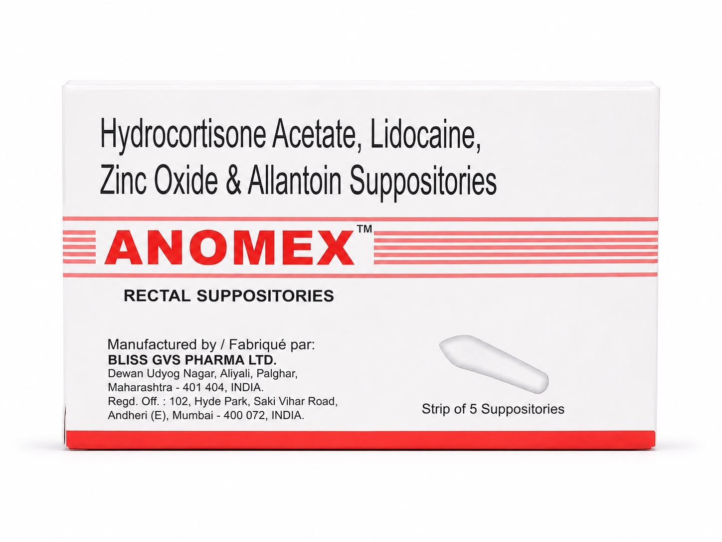 Hydrocortisone Acetate, Lidocaine,Zinc Oxide,Alantoin Suppositories
