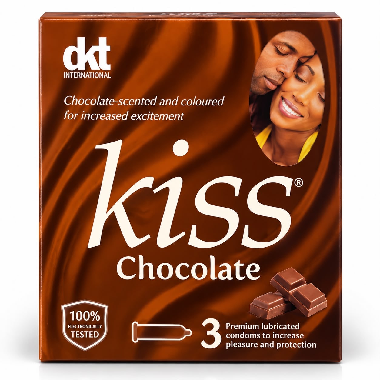 Kiss Condoms – 3 Pieces, Chocolate